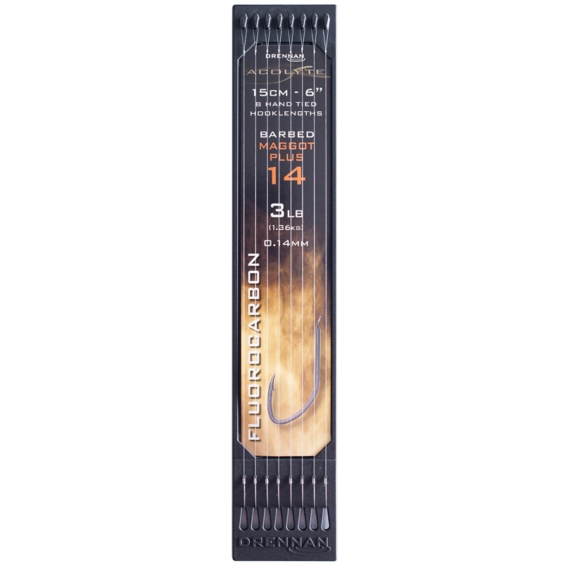 Drennan Acolyte Barbed Maggot Plus Hooklength Plate 6inch